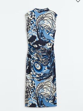 H&M Blue and Navy gathered bodycon dress XXL